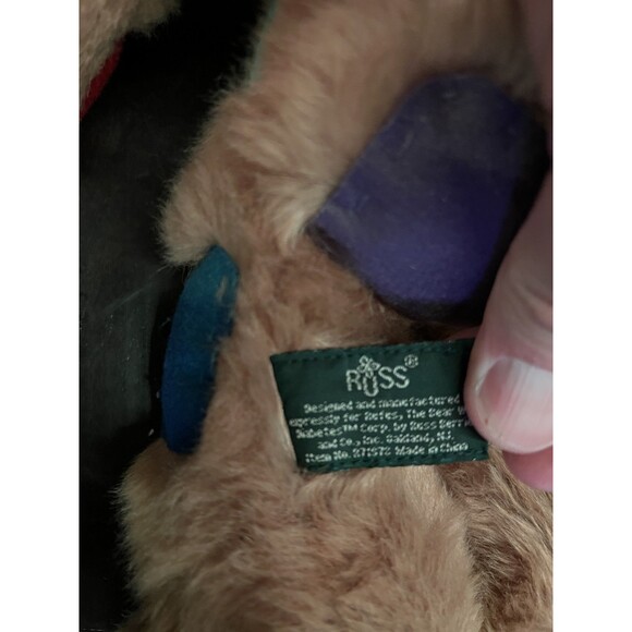 Vintage Russ Berrie The Bear of Patches Plush Teddy Bear Stuffed Animal 15" Toy - Picture 5 of 6
